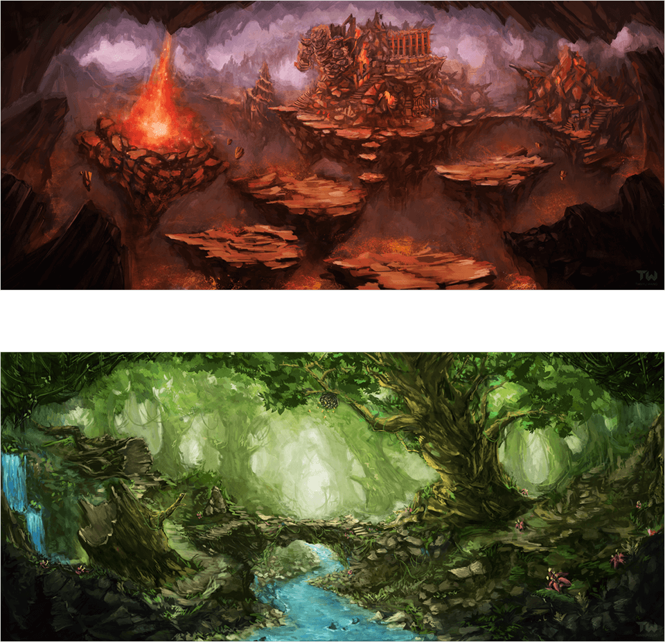 Forest and Volcano - Environment Concepts